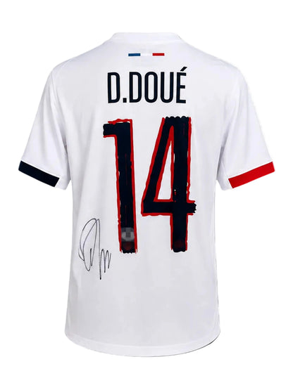 Désiré Doué Signed Paris Saint-Germain White Jersey, Certified by JSA