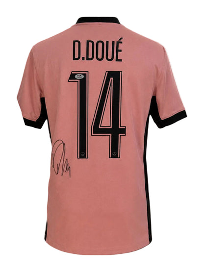 Désiré Doué Signed Jordan Pink PSG Jersey, Certified by PSA