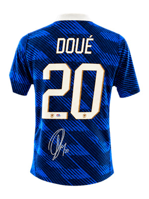 Désiré Doué signed France 2026 home jersey Certified by PSA