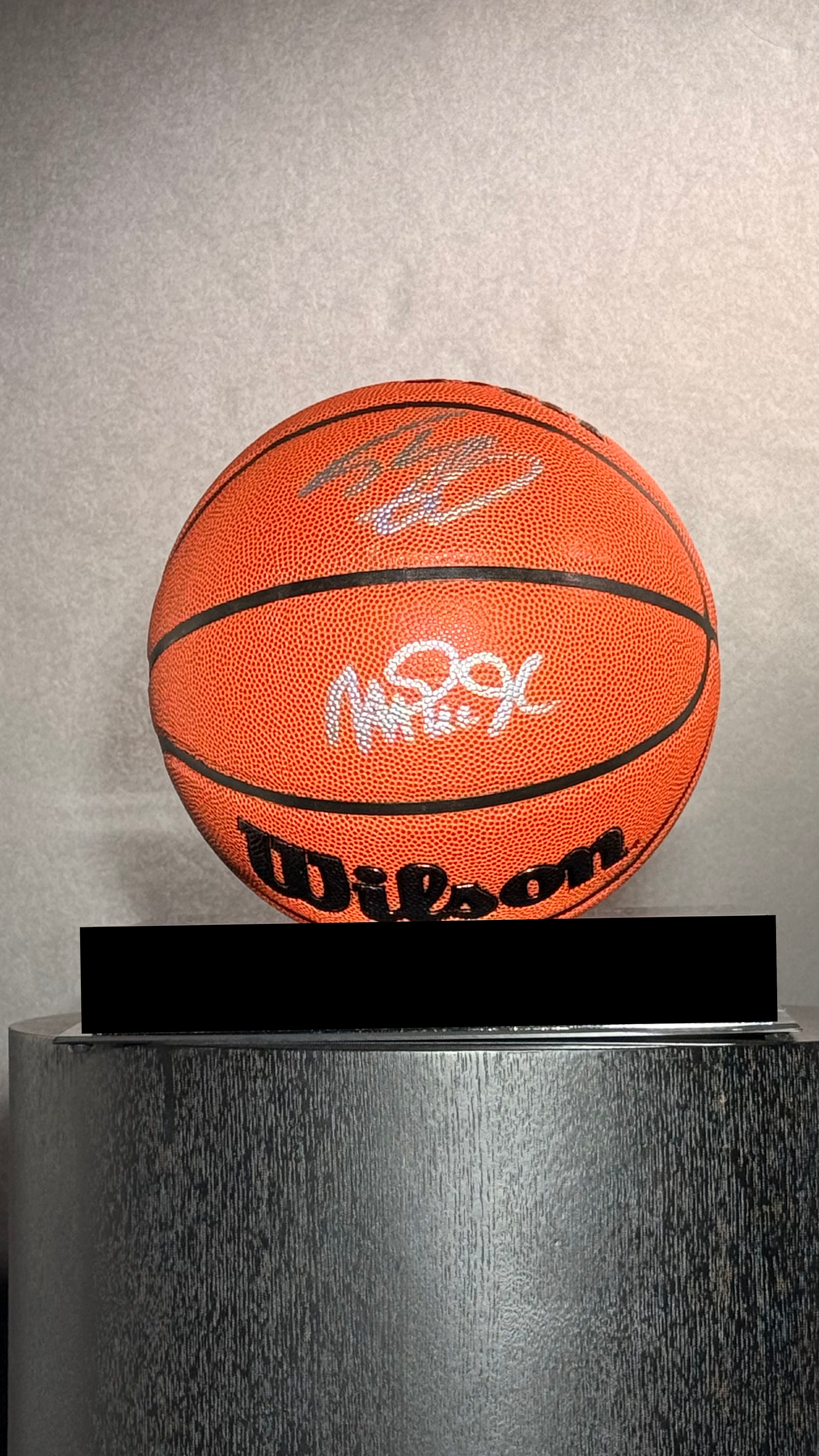 Magic Johnson & Shaquille O'Neal Signed NBA Basketball with Display Case authentic-signatures
